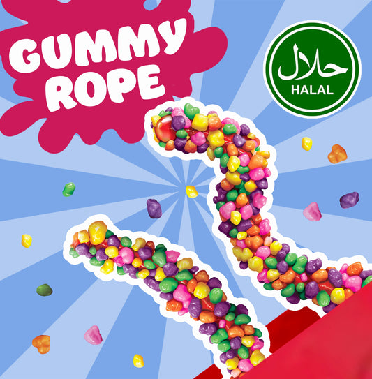 Halal Gummy Ropes with Crunchy Candy