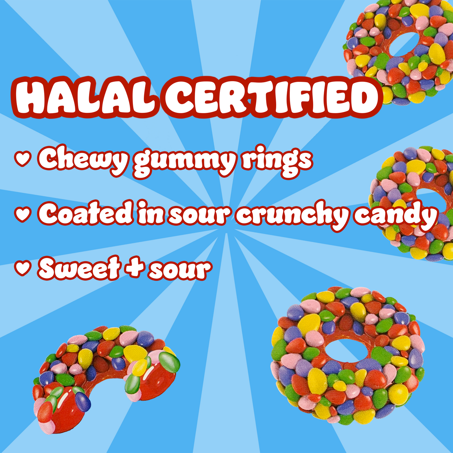 Halal Gummy Rings with Crunchy Candy