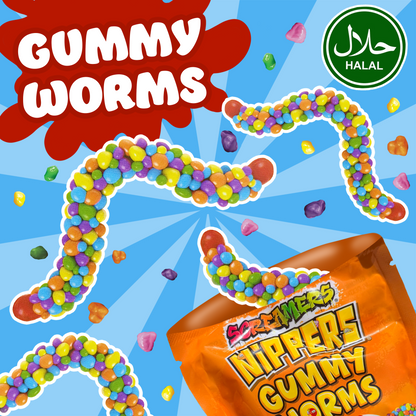 Halal Gummy Worms with Crunchy Candy