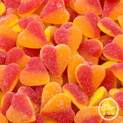 Halal Fizzy Gummy Peach Hearts