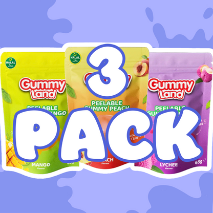 Halal Peelable Gummy Candy – Peach, Lychee & Mango (65 g)
