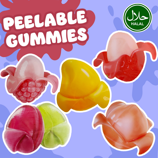 Halal Peelable Gummy Candy – Peach, Lychee & Mango (65 g)