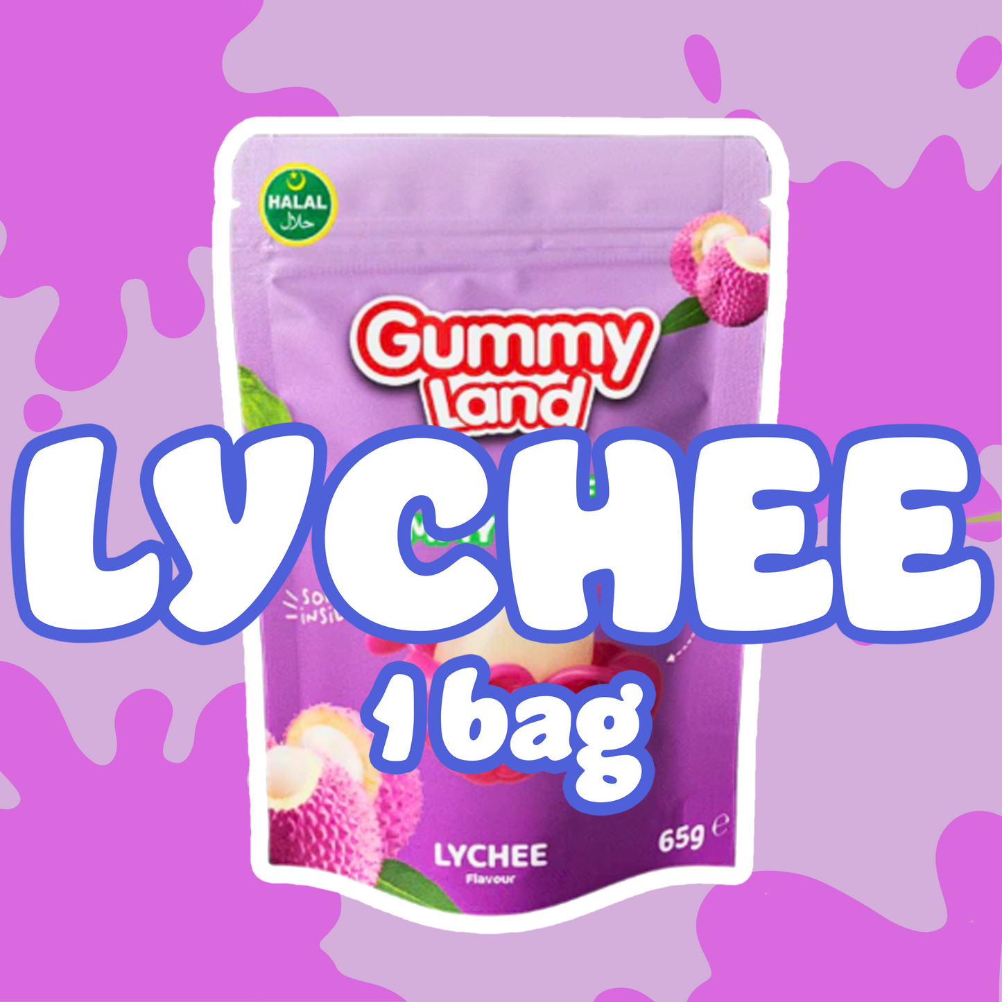 Halal Peelable Gummy Candy – Peach, Lychee & Mango (65 g)